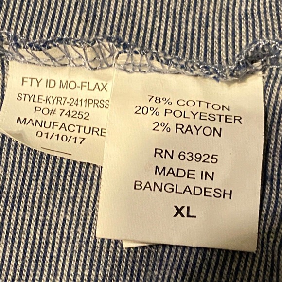 Retrofit MFG Co 3 Button Collared Pullover Mens Shirt Size‎ XL striped Navy Polo - Picture 5 of 9